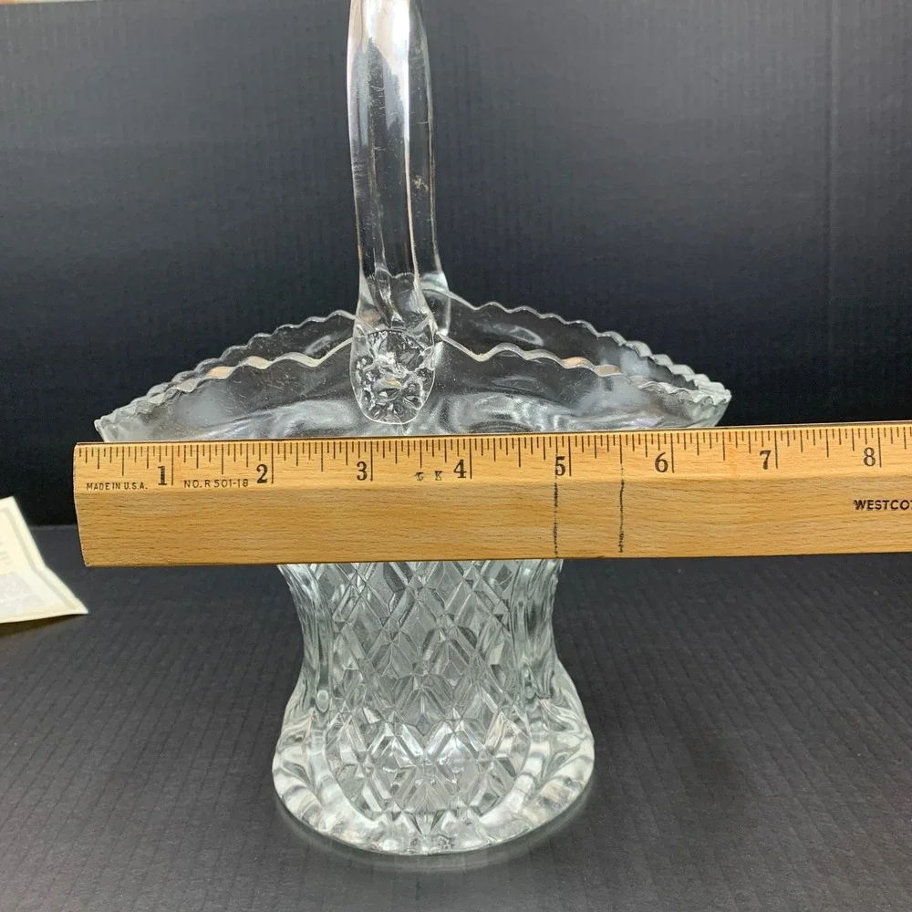 Princess House 530 Crystal‎ Basket Vintage Diamond Pattern Made in USA